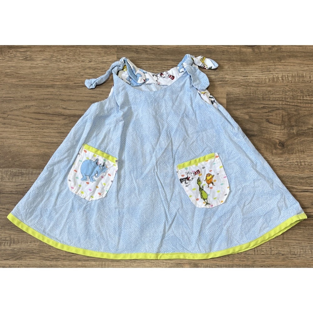 Dr. Seuss Dress Sundress Handmade Blue Size Girls 3-4T